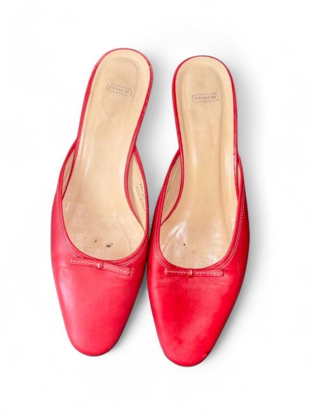 Vintage Y2K Coach Kara Red Leather Mules Heels Size 9B Made in Italy P037